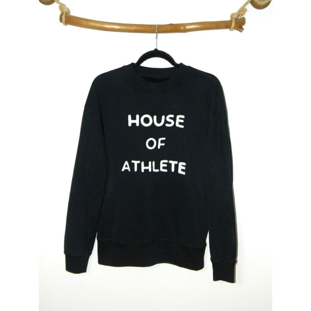 House of Athlete Sweatshirt Mens‎ Black White Spellout Casual Relaxed Size Small